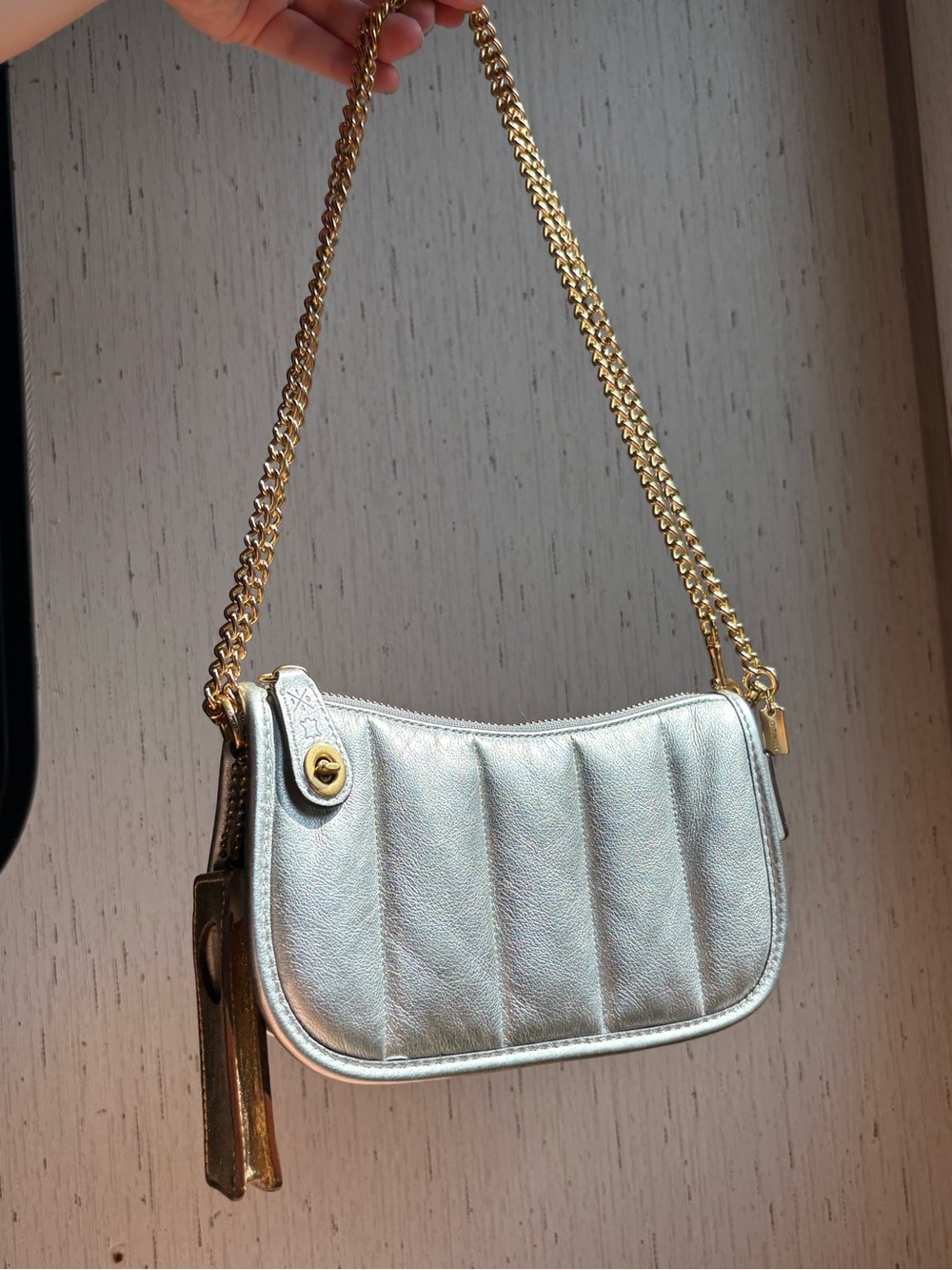 Coach metallic swinger 20 pillow tabby mini chain crossbody shoulder Bag purse
